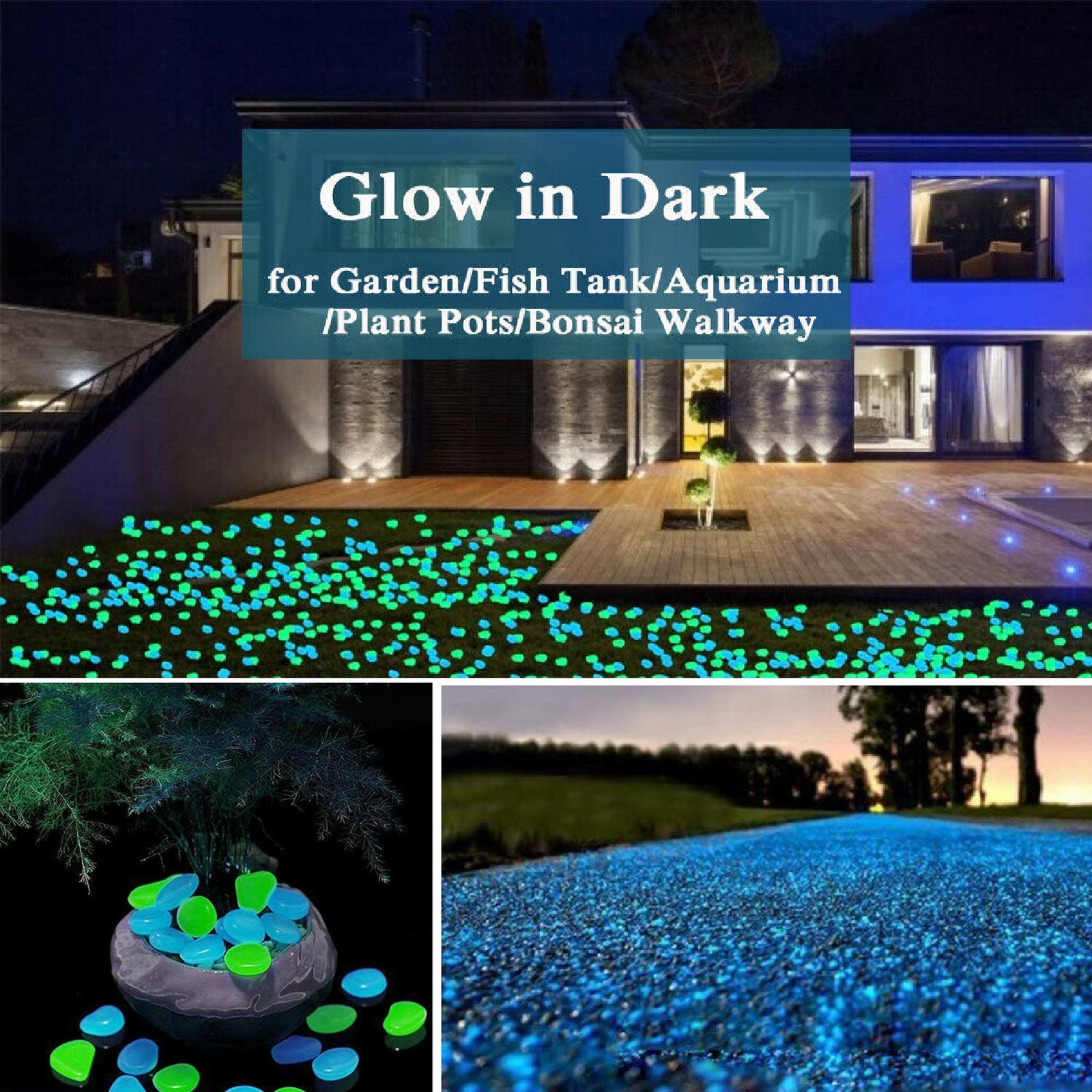 300Pcs Glowing Rocks Outdoor Glow Decorative Stones Garden Yard Lawn Luminous