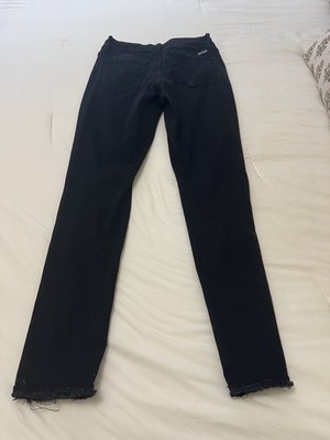 KanCan Black Ankle Skinny Jeans , hole in knees, Raw Hem , 13/30