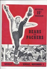 1940 11/3 football program Green Bay Packers v Chicago Bears George McAfee VG