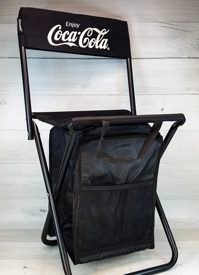 Винтажный складной стул Coca-Cola с изолированным кулером черный металлический нейлон 24 x 12 дюймов - Изображение 2 из 4