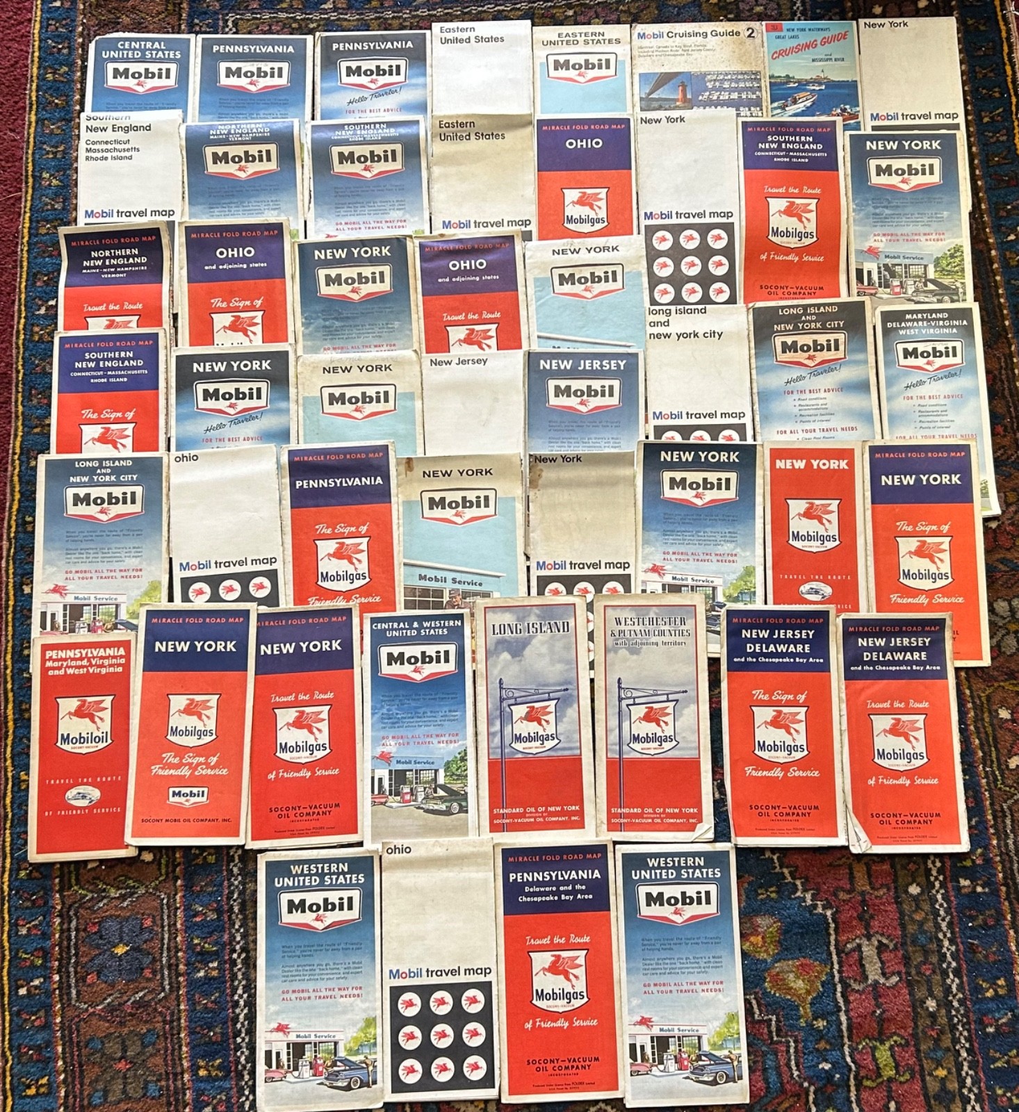49 Vintage Mobil Mobilgas SOCONY Gas Station Road Map Lot Motor Oil Gasoline