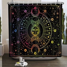 Sun Moon Galaxy Starry Sky Shower Curtain 72x72 Inches
