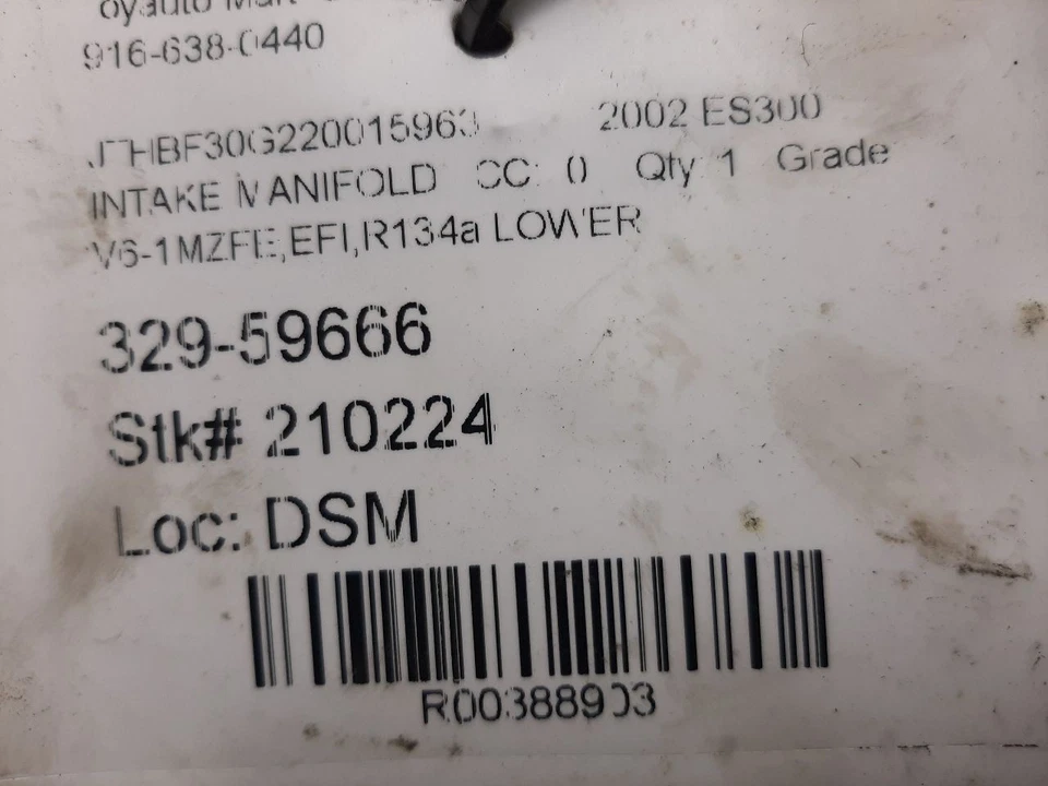 02 03 LEXUS ES300 LOWER INTAKE MANIFOLD 1MZFE - Image 3 of 4