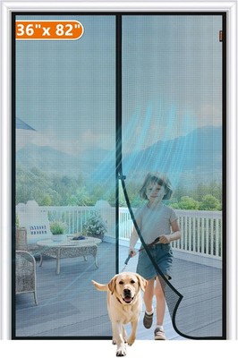 MAGZO Magnetic Screen Door Fit Door Size 36 x 82 Inch, Screen Size 38'' x 83'' Str