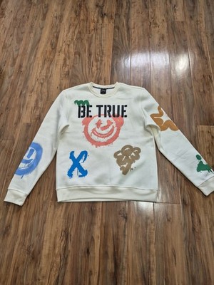 Switch Remarkable Crew-neck Fleece With ''Be True'' Text And Graphic Design