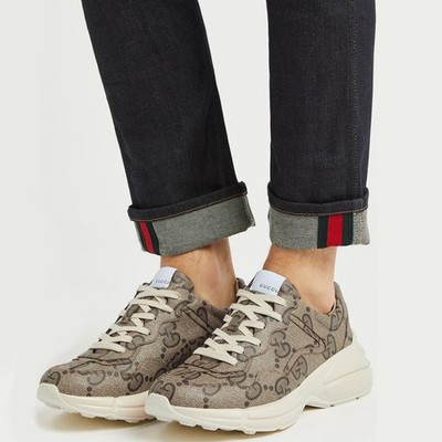 GUCCI SNEAKERS RHYTON GG LOGO SUPREME CANVAS SHOES $890 sz 9 9.5