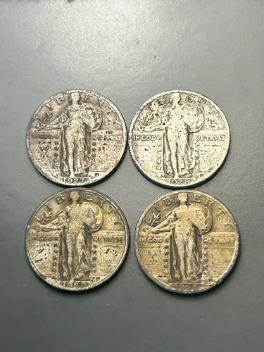 Standing Liberty Quarter Lot of 4 Coins - 90% Silver - VG