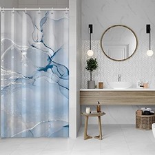 Blue Marble Shower Curtain for Bathroom 36"W x 72"L Pack of 1 White Blue