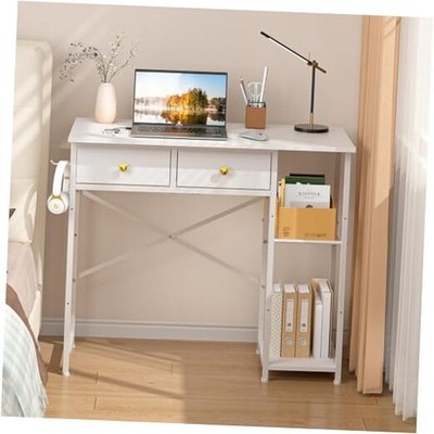 Computer Desk, 36 Inch Small Desk with Drawers, Home Office Desk with White