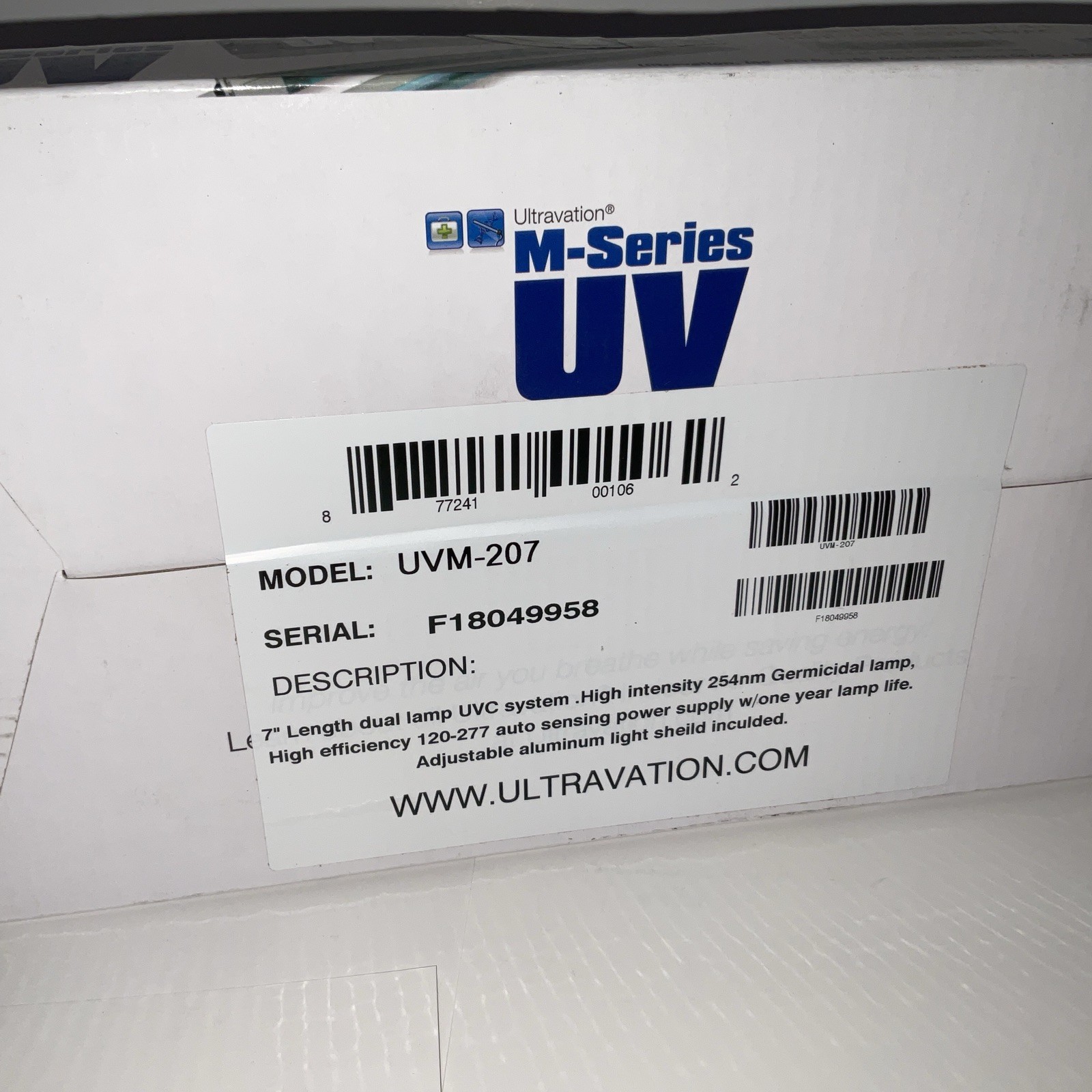 7" UVM-207 ULTRAVATION® M-Series Germicidal Dual Lamp New In Box