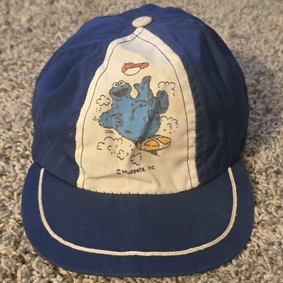 Vtg Sesame Street Cookie Monster Hat Kids Childs Toddler Elastic Back 70s *flaws
