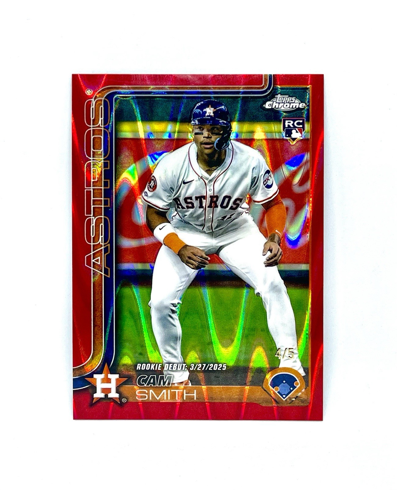 2025 Topps Chrome Update Cam Smith Rookie Debut Red RayWave Refractor 4/5 Astros