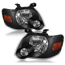 For 2006-2010 Ford Explorer Black Amber Halogen Headlights Lamps Assembly Set For 2006-2010 Ford Explorer Black Amber Halogen Headlights Lamps Assembly Set