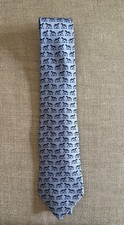 Hermes Men Silk Tie Blue On Blue Horses 100 Silk Made In France