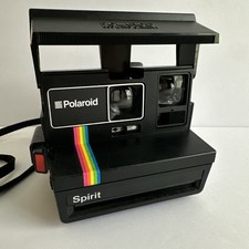 Polaroid Spirit 600 Land Camera Rainbow Stripe Vintage 80's w/ Neck Strap