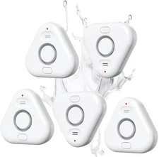 5 Pack Water Leak Detectors for Home, Stechro 4 Levels Adjustable Audio 0-120dB