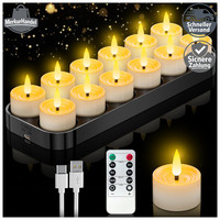 LED Teelichter 12Er Set Wiederaufladbar Mit Timer Fernbedienung 12 StüCk