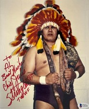 Chief Jay Strongbow Signed 8x10 Wrestling Photo BAS