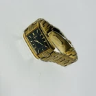 Vintage Seiko Mens Tank Quartz Watch Tone Black Dial Stainless Steel V701-5E49