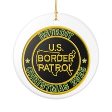 DETROIT SECTOR BORDER PATROL BPA 3" CERAMIC CHRISTMAS ORNAMENT MADE IN THE USA S