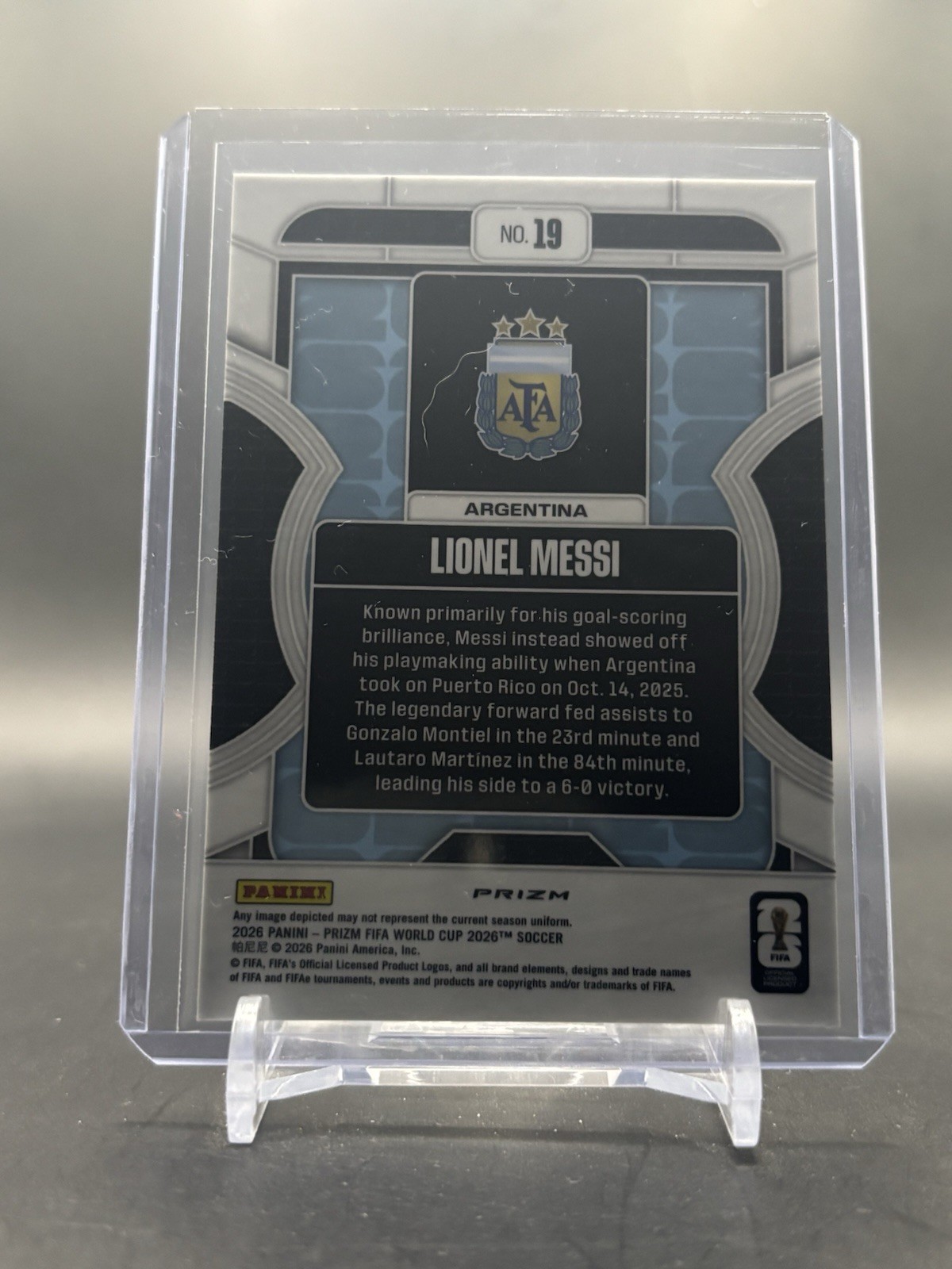 2026 Panini Prizm FIFA World Cup Lionel Messi Phenomenon Wave Prizm #19 view 2