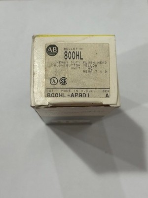 ALLEN BRADLEY 800HL-AP9D1 FLUSH YELLOW PUSHBUTTON LONG BARRELL    *NEW IN BOX*