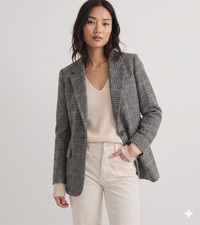 J Crew Willa Blazer 6 Gray Houndstooth English Wool Jacket Career Dark Academia
