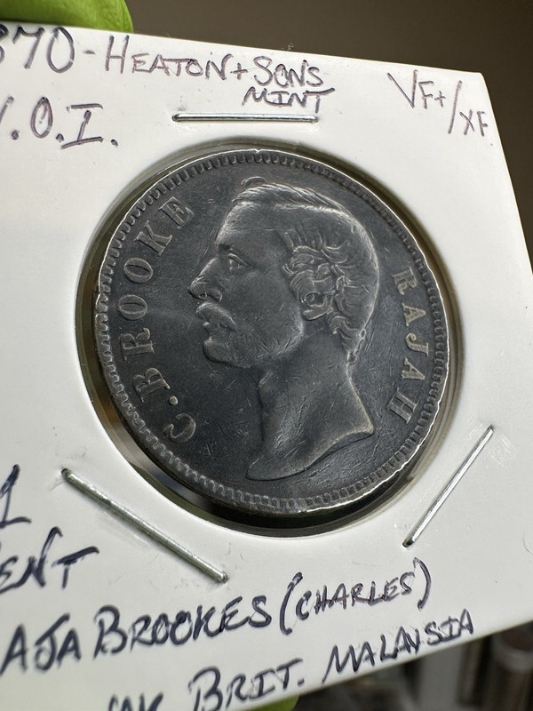 1870 Sarawak Brit. Malaysia 1 Cent, Raja C. Brookes, Scarce Better Details.