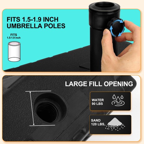 Wheel Terrace Umbrella Base, 120 Pound Outdoor Umbrella Frame Base, Heavy-Dut... - Picture 6 of 7