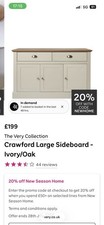 The Very Collection Crawford Large Sideboard Ivory/Oak 3 Door 2 Drawer Shaker