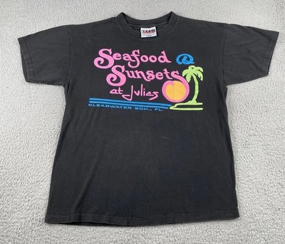 Veg Team Issue Shirt Large Blk Seafood Sunsets At Julie s Clearwater Florida Tee