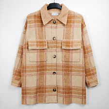 Primark - Plaid Shacket Beige Brown UK 4–6 |Oversized Check Jacket