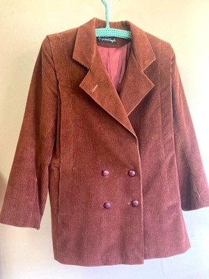 Giorgio Sant Angelo Blazer 10 M Jacket Chestnut Corduroy Cotton Double Breasted