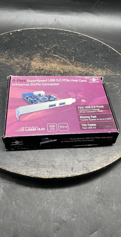 Vantec UGT-PC345 4-Port USB 3.0 PCIe Host Card w/ 20-Pin Internal Connector Unit