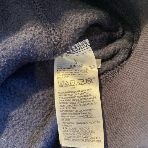 Gapkids Boys FullZip Blue Hoodie L (10-11) Orange Embroidered GAP Logo - Picture 5 of 7