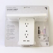 Sharper Image Brand White Socket Shelf 6 Outl...