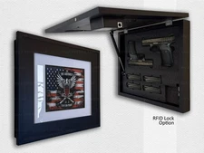 Hidden Storage Photo Frame for Gun and Valuables with RFID Flat Black