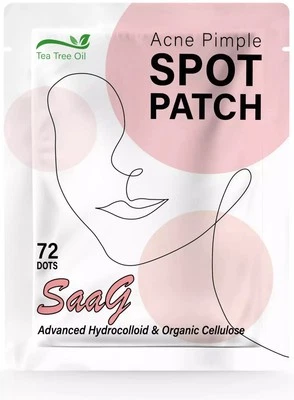 SAAG Acne Pimple Patches - 72 Translucent Hydrocolloid Tea Tree Oil Pimple Patch X3