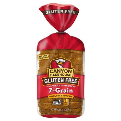 Canyon Bakehouse Gluten Free 7-Grain 100% Whole Grain Bread, 18 oz (6 pack)