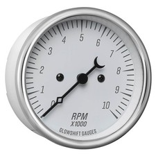 Glowshift Classic In-dash 10000 Rpm Tachometer Gauge Kit White Vintage Dial