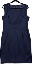 Elie Tahari Dress Womens 12 Navy Blue Sleeveless Business Career Office Sheath