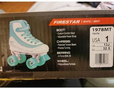 Firestar Roller Derby Girls Roller Skates Blue/White Size 1
