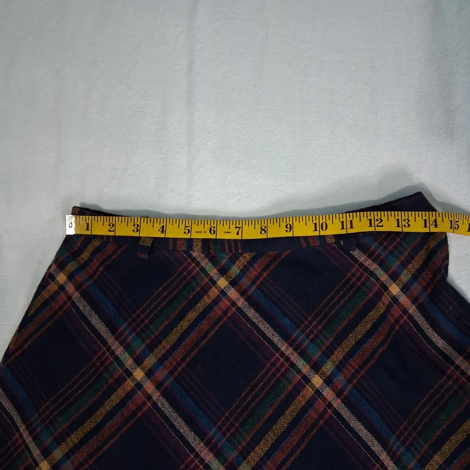 Briggs New York Arco Iris Tartán Cuadros Azul Marino Mezcla de Lana Academia Midi Falda Circular  Foto 2 de 4