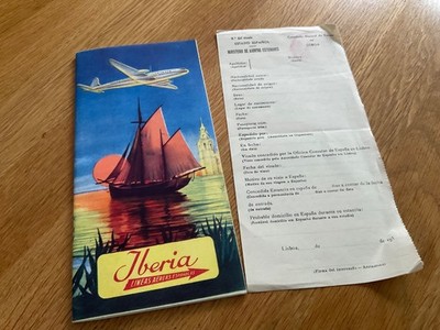 1954 IBERIA AIRLINES ROUTENKARTENHEFT