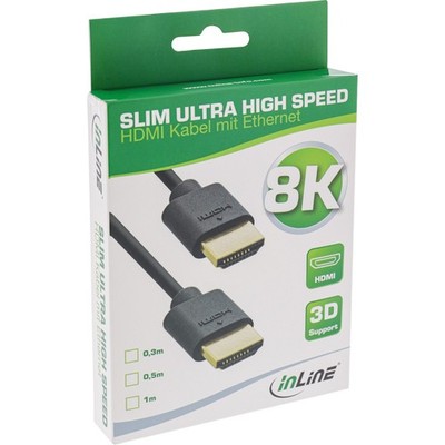17901S InLine Slim Ultra High Speed HDMI Kabel 8K4K Stecker / 1m ~D~