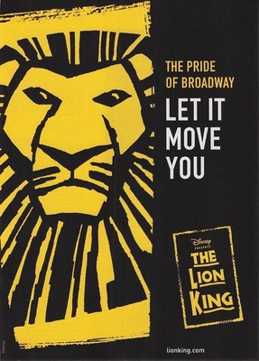 Lion King Broadway Ad Disney Broadway Theater Poster wall decor magazine page
