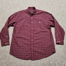 Orvis Country Twill Shirt Men XL Red Plaid Button Down Long Sleeve Cotton Hiking