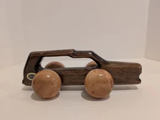 Vintage Wooden Ford Car Toy Handcrafted Rolling Push Vehicle Decor