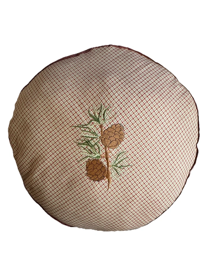 Old Fashioned Pillow Set Round Round 19” Decor indoor/outdoor Vintage Patio Pine - Image 4 of 4