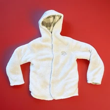 Coca-Cola Sherpa Hoodie Jacket White Fleece Logo Women’s XS Polar Bear Print